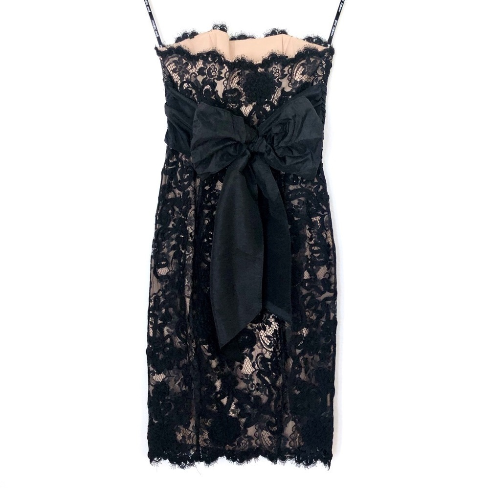 BETSEY JOHNSON Vintage Lace Bodycon Dress w/ Bow Tie Belt - Picture 6 of 9